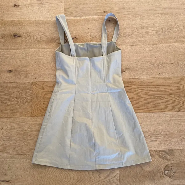 White Fox - I Love It Sleeveless Mini Dress in Khaki Tan - Image 5