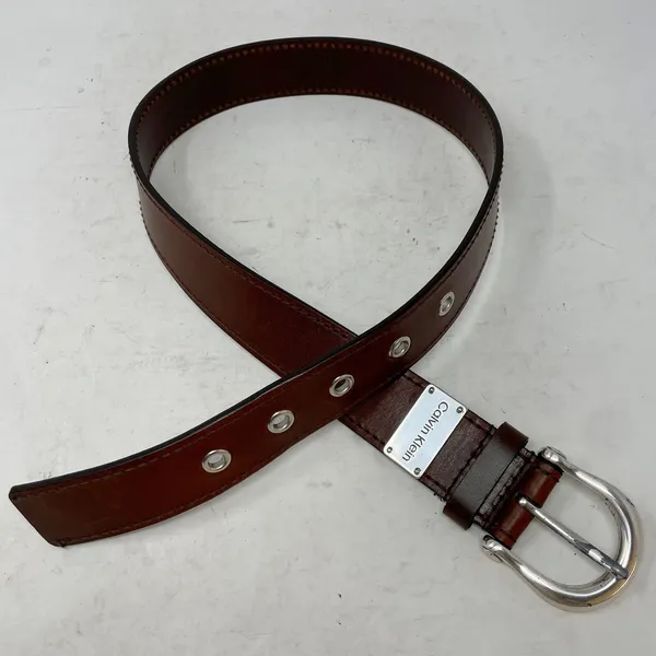 Calvin Klein Vintage Y2K Brown Leather Belt Size Small - Image 6