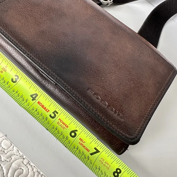 Fossil Brown Genuine Leather Wallet Crossbody Bag Organizer - Image 8