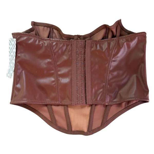Out From Under Urban Outfitters Osanna Faux Leather‎ Corset Women L Brown Boho Festival Biker - Image 7