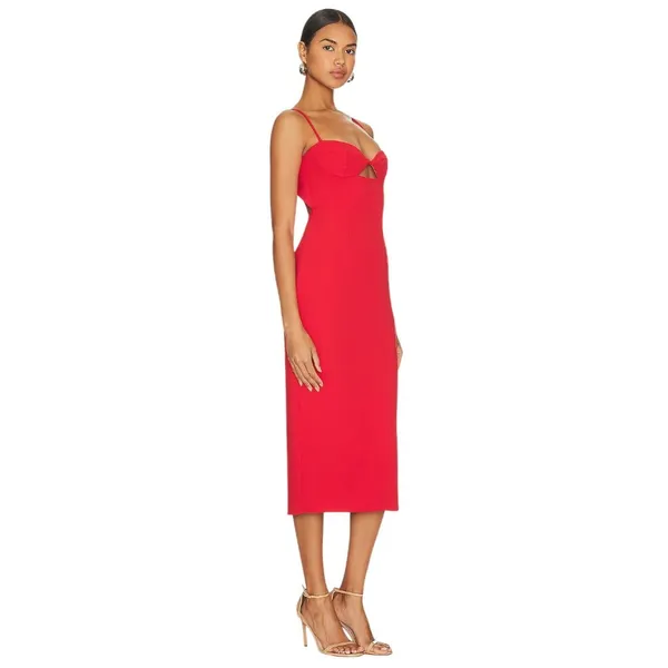 Bardot Vienna Midi Dress in Flame Orange 2 New Womens Cut out Cocktail - Image 3