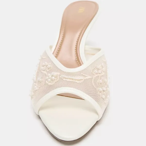 ZARA Mesh Pearl Embroidered Women's Heels - Image 3
