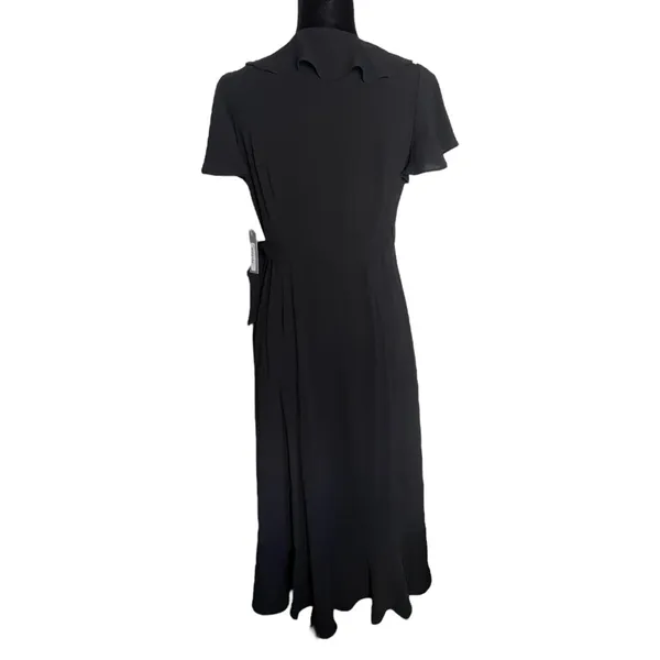 Chelsea28 Womens Dress‎ Size S Black Ruffle Wrap Dress Midi Flutter Sleeve NEW - Image 4