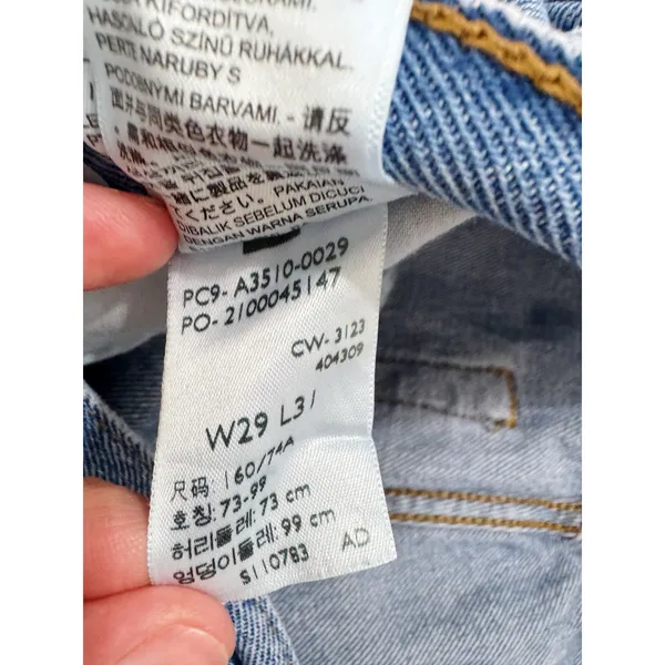 Levi's '94 Baggy Jeans 29 Light Wash Distressed Ripped Knee 100% Cotton - Image 7