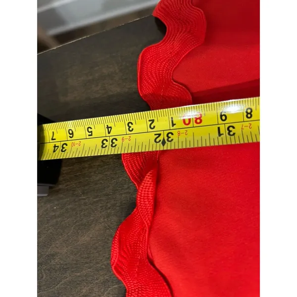 Main Strip Red One Shoulder Mini Dress Tiered Flounce Skirt Size Large Game Day Preppy Club - Image 8