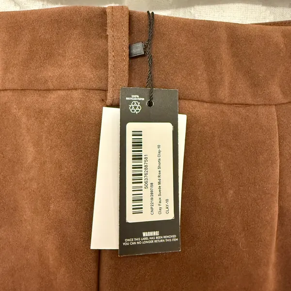 NWT Pretty Little Thing Clay Faux Suede Mid Rise Shorts - Image 8