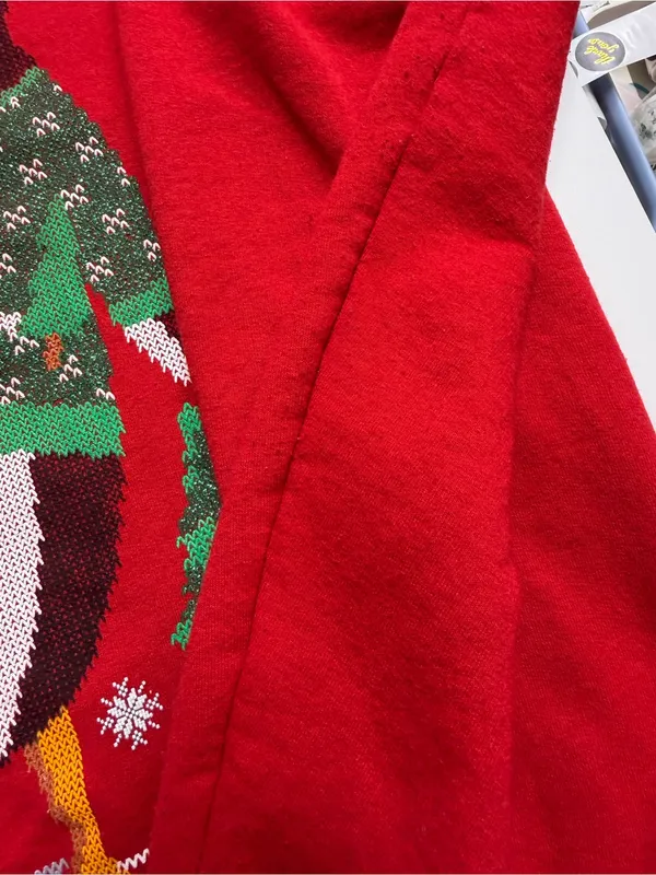 Jerzees Ugly Christmas sweater penguin winter holiday office party cotton blend Flawed - Image 7