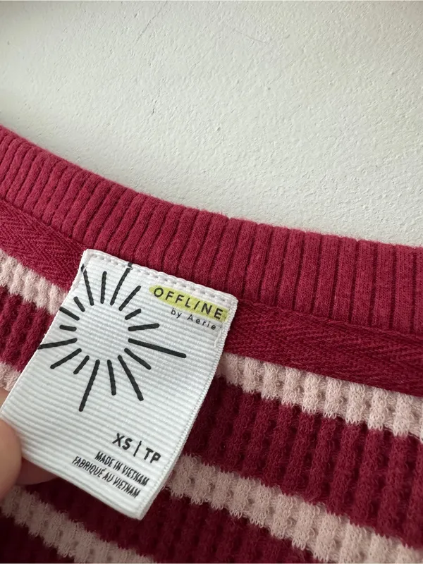 Aerie Offline Oversized‎ Waffle Knit Stripe Pullover - Image 4