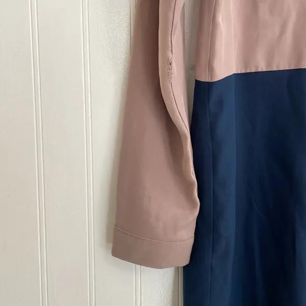 AMANDA UPRICHARD Colorblock Shirt Dress Long Sleeve in Tan/Navy Size S *Flawed - Image 9