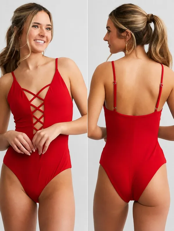 Dippin Daisys Bliss One Piece In Baywatch Red - Image 2