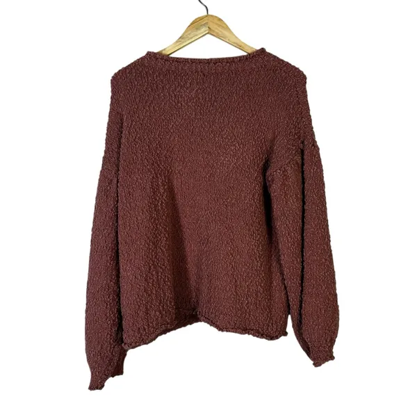 POL TSS224 Popcorn Knit Pullover Sweater Mauve Plum Boho Balloon Sleeve Size M - Image 5