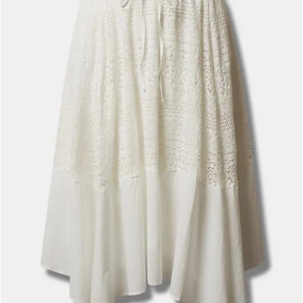 Torrid White Maxi Voile Crochet Trim Skirt - Image 2
