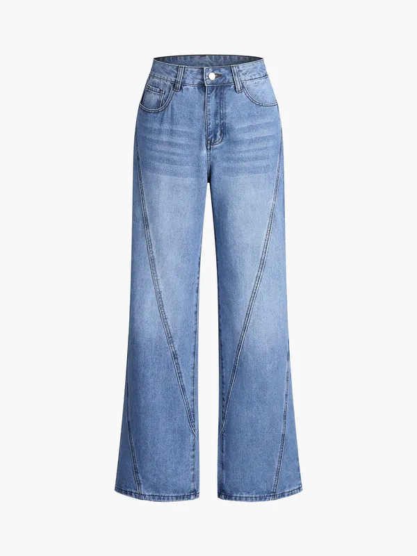 Commence Vintage Style High Waist Straight Leg Denim Jeans - Image 6