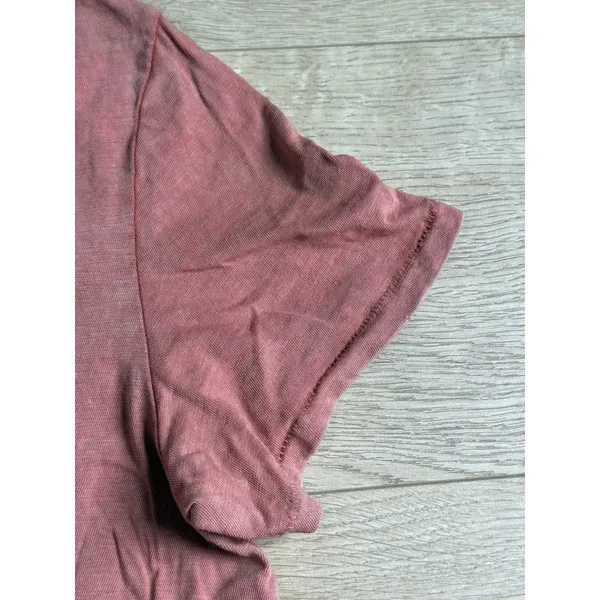 AERIE Cropped Keyhole Top short sleeve Burnt Orange/Rust distressed size M - Image 6