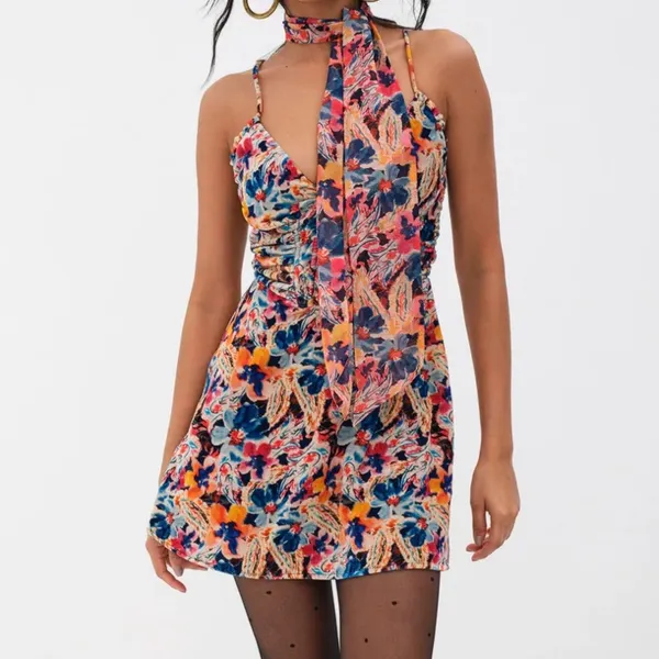 For Love & Lemons Velour Dress +Scarf to Match Revolve Exclusive Abstract NWT - Image 2