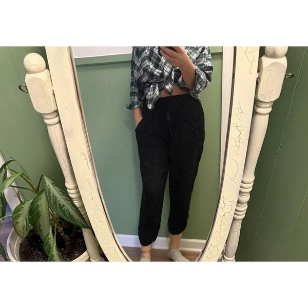 SoundStyle Black Harem Pants Size M Elastic Waist Drawstring Rayon Size M - Image 2