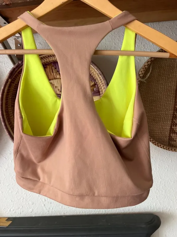 Tribe Kelley tan and yellow bra/tank traveler Small athleisure - Image 4