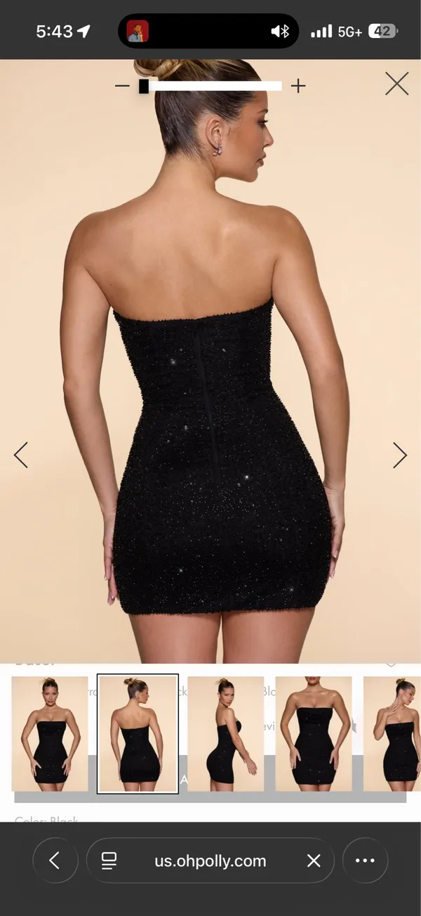 Oh Polly Embellished Strapless Cowl Neck Mini Dress in Black - Image 3