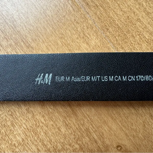 H&M Black Faux Leather Belt with Gold Buckle, Size Medium - Image 7