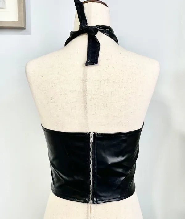 Black Faux Leather Sexy Top - Image 3