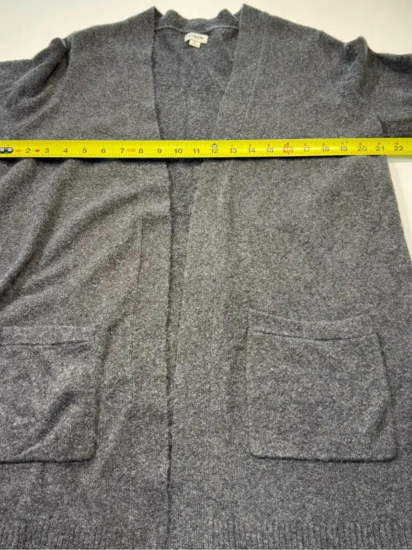 J. Crew Wool Blend Charcoal Open-Front Pocket Cardigan - Image 4