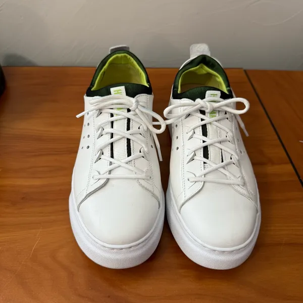 Samuel Hubbard Women's Flight Sport White Leather Sneaker Casual Green Detail W8 - Image 2