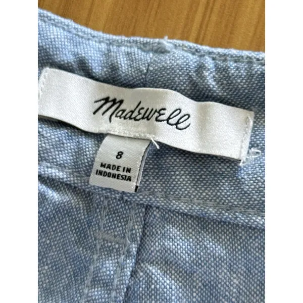 Madewell Zoe Relaxed Wide Leg Linen Pant Women's 8 Light Blue High Rise - Image 5