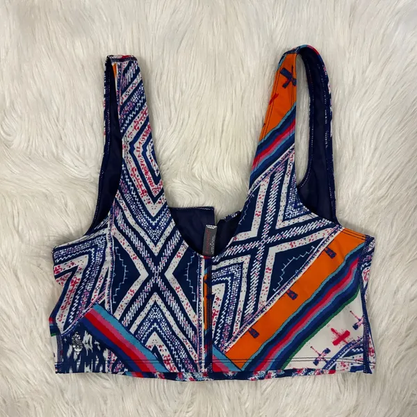 FP Movement Women Blue Multi Geometric Southwestern Sports Bra Crop Top Size M - Image 5