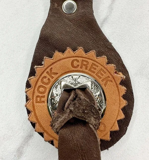 Soft Brown Leather Fringe Western Concho Rock Creek Idaho Boho Keychain Keyring - Image 5