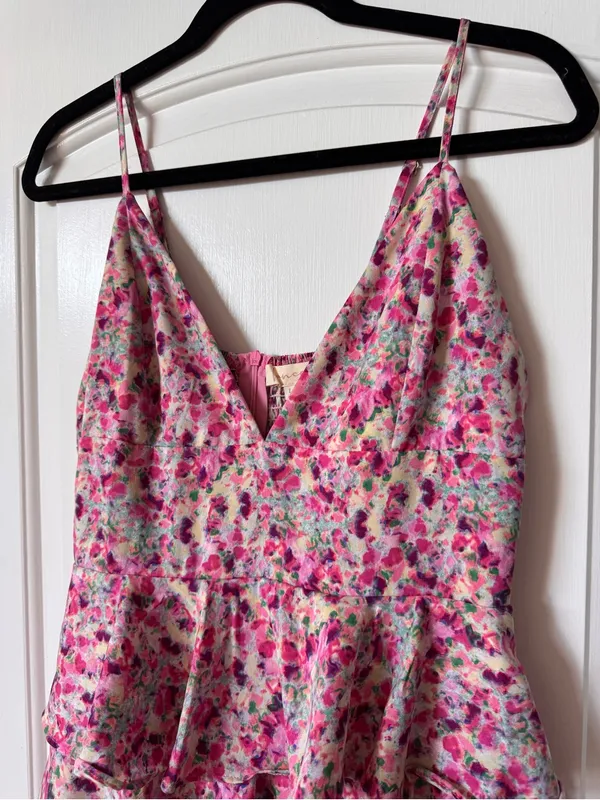 Floral Tiered Midi Dress in Pink - Image 3