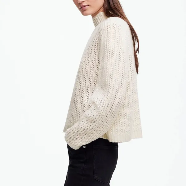 NWT‎ Madewell Ivory Pointelle-Stitch Mockneck Sweater Size XXS - Image 10