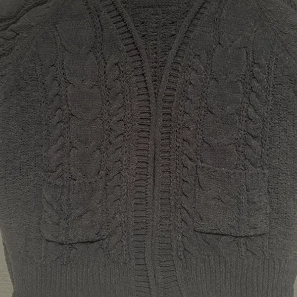 Anthropologie POL Women's Black Chunky Cable Knit Open Front cardigan Size‎ M - Image 4