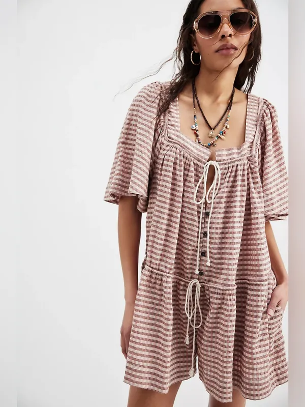 Free people County Line Plaid Romper - Image 4