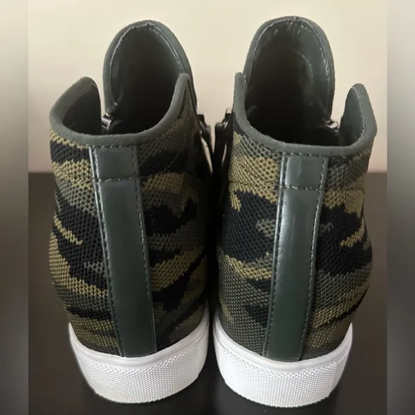 Steve Madden Green Camo High-Top Wedge Sneakers - Image 8