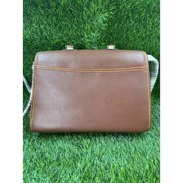 Dooney & Bourke All Weather Leather Bag Vintage Yellow Stitching,Braided Handle - Image 11