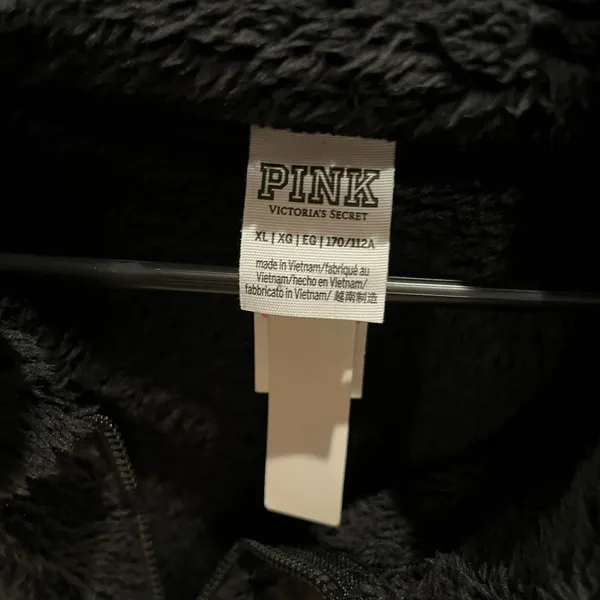 NWT PINK Victoria’s Secret Cozy Black Sherpa Full Zip Fleece Jacket Black XL - Image 6