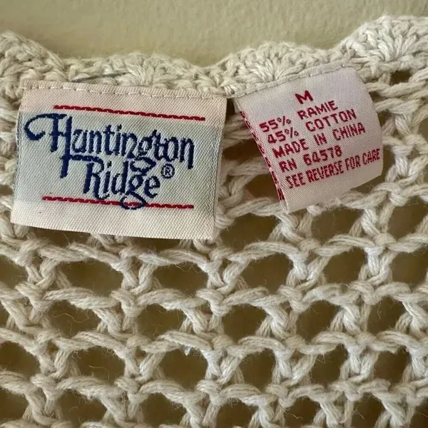 Huntington Ridge Ramie Cotton Cream Botton Boho Festival Crochet Vest M # 2244 - Image 9
