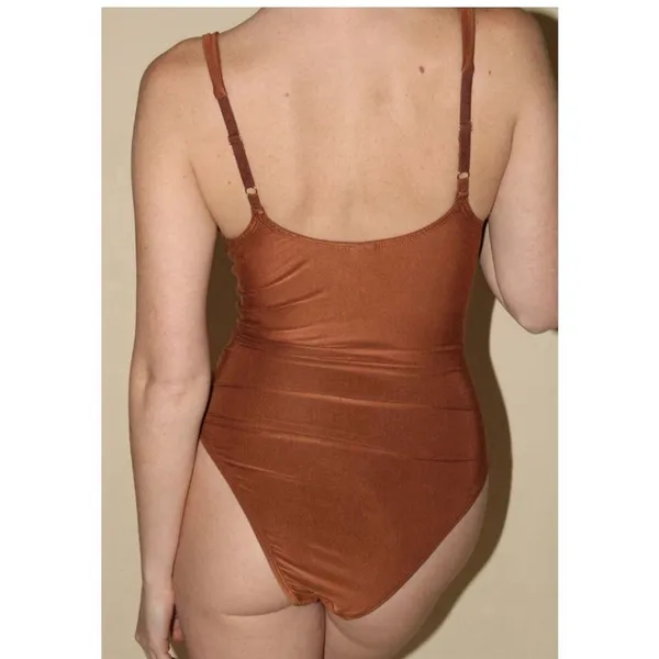 NWT We are HAH x‎ Free People Women's Bodysuit M Brown V-Neck Tank Top - Image 4