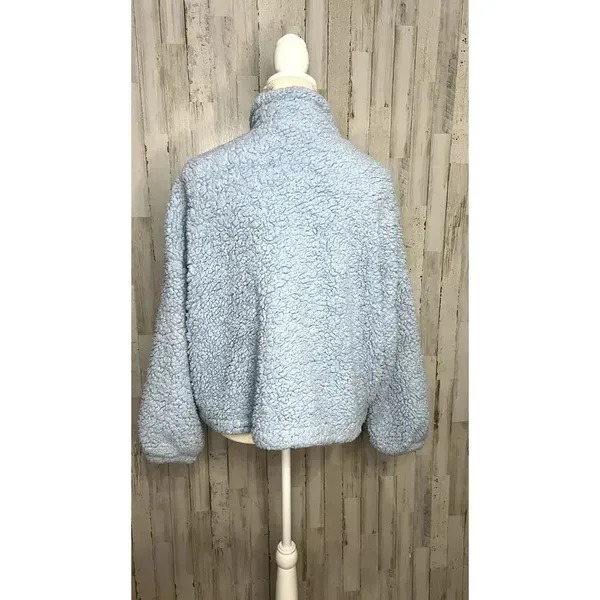 Urban Outfitters Women's Size Medium Blue Casual Winter‎ Sherpa Full Zip Jacket - Image 5