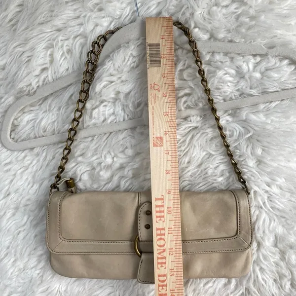 Express Cream Shoulder Bag Faux Leather Gold Chain Strap Boho Chic Parisian Euro - Image 7
