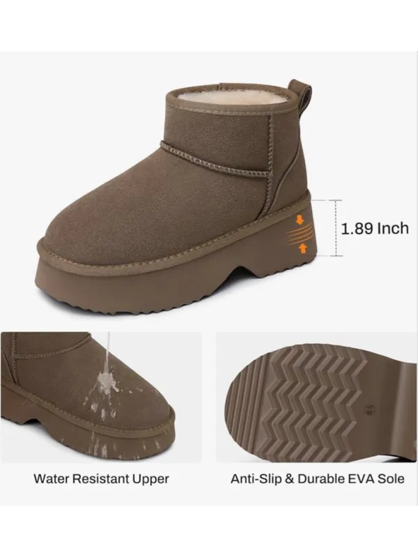 NEW Vegan Suede Boots Platform Mini Snow Boots Ankle Booties 11 - Image 3
