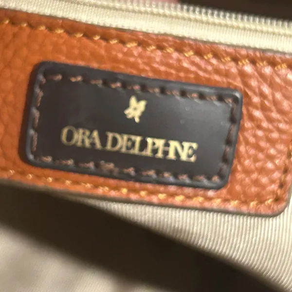 Ora Delphne Leather Satchel Handbag - Tan - Image 9