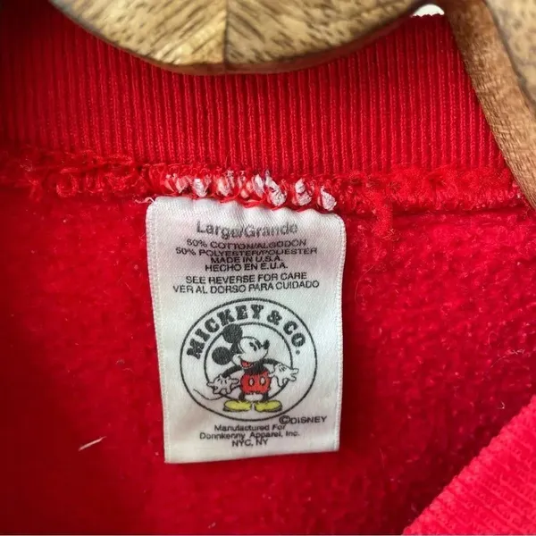Vintage 90s Mickey & Co Disney Embroidered Crewneck Sweatshirt Red L - Image 6