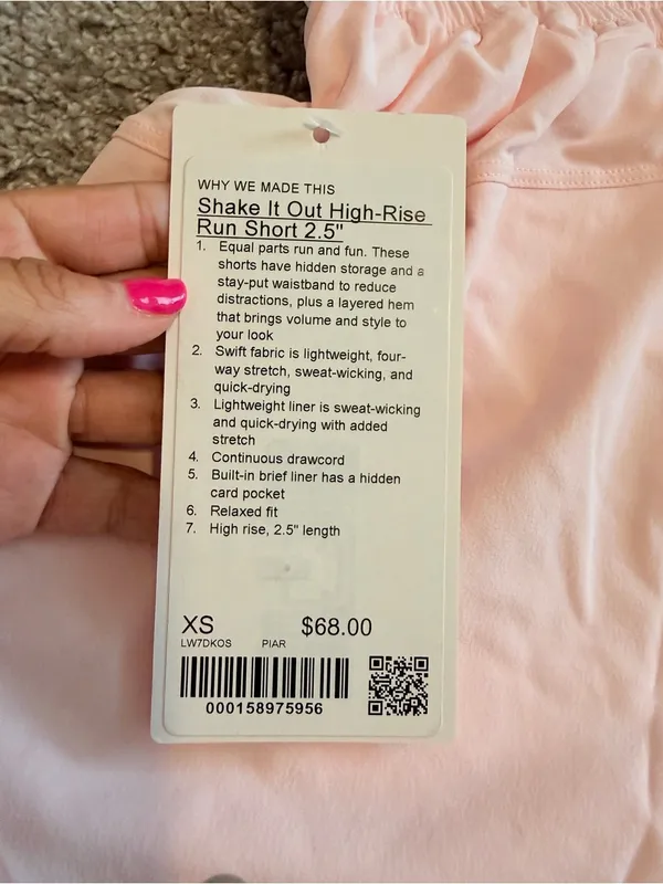 Lululemon Shake It Out High-Rise Run Short 2.5" size xs LW7DKOS PIAR NWT - Image 9