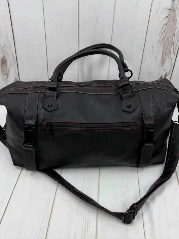 Killstar Black Duffel Bag with Red Stitching and Pentagram Pulls - Image 7