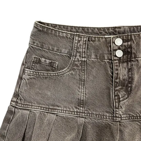 PacSun Brown Low-Rise Denim Micro Mini Skirt Sz 27" Pleated Y2K Grunge Cyber - Image 9