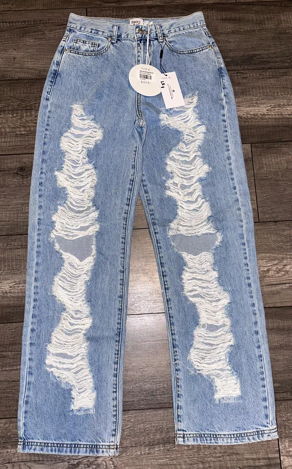 Princess Polly Ripped Denim Jeans High-Waisted - Image 2