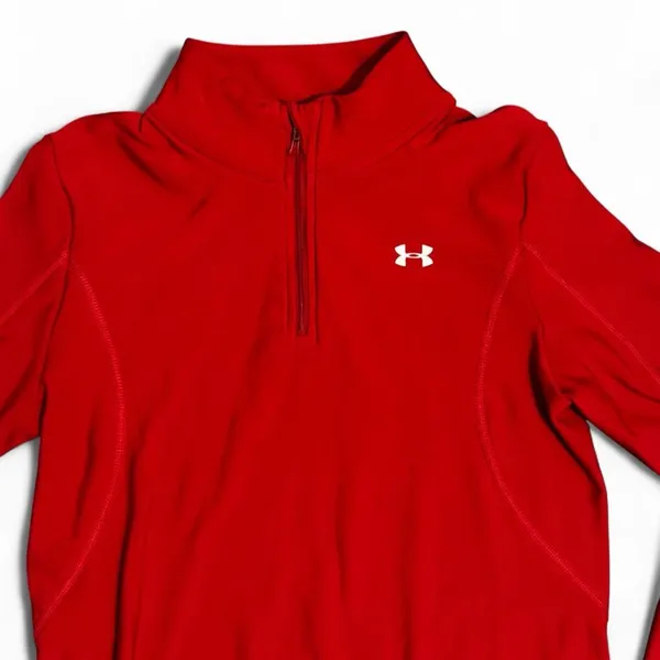Womens Red Under Armour Athletic Sporty Quarter Zip Small - Image 3