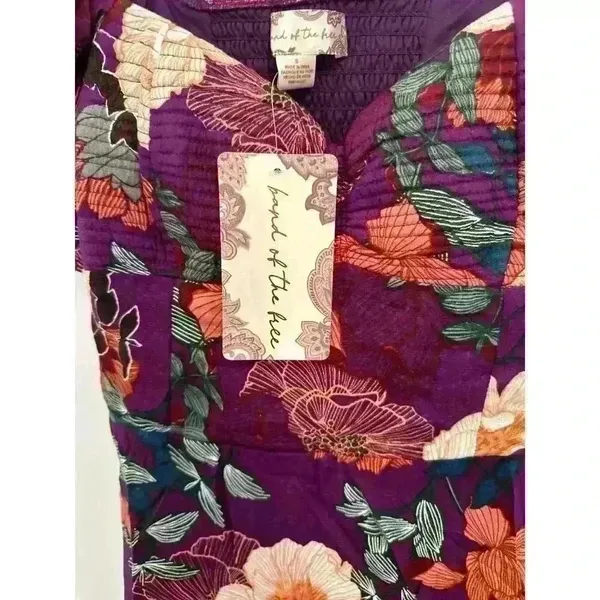 Band of Gypsies Floral Short Sleeve Purple Dress size S NWT‎ - Image 3