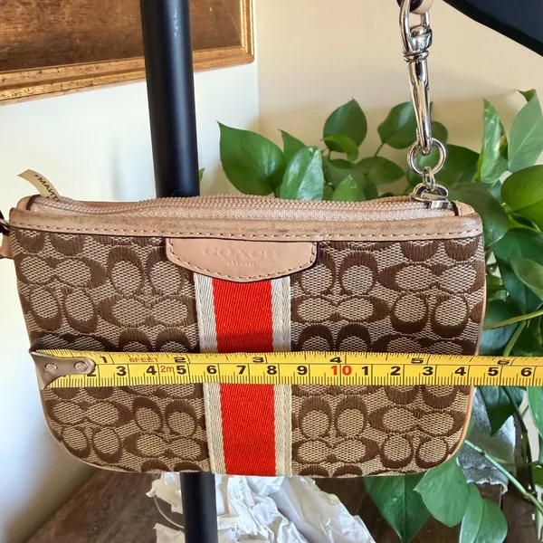Coach Signature C Wristlet Orange Brown Racing Stripe Y2K Preppy Classic - Image 5